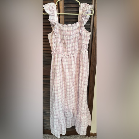 English Factory Plaid Flutter Sleeve Midi Ruffle Dress - Picture 5 of 7